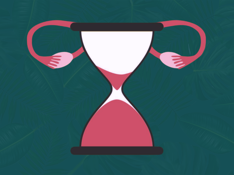 Hourglass with Ovaries and Fallopian Tubes